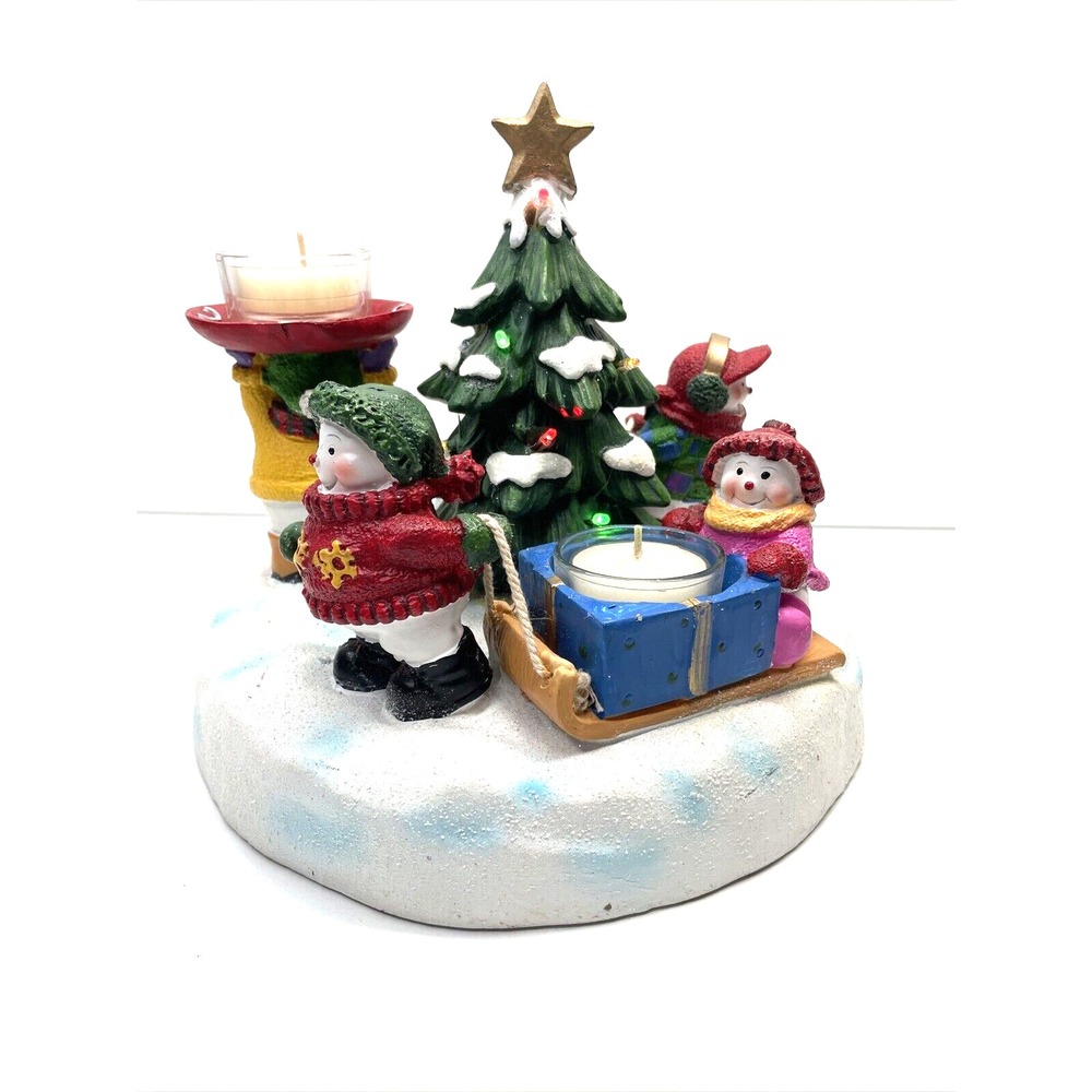YANKEE CANDLE CHRISTMAS TEA LIGHT HOLDER WITH LIGHT UP CHRISTMAS TREE